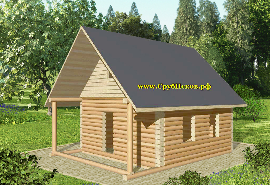 Сруб дома 6 x 6 + 2